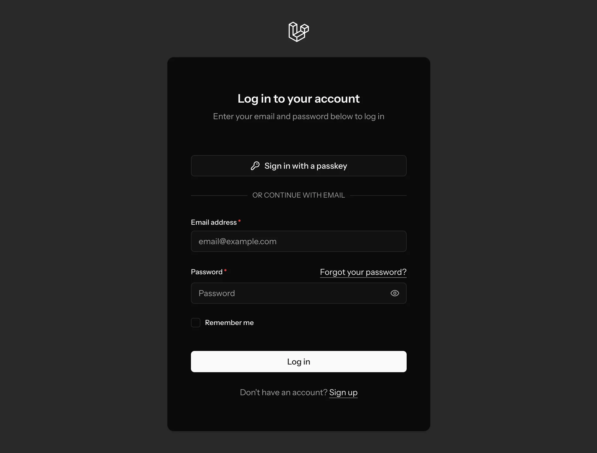 Secure sign-in, ready to use: screenshot from the Vue kit