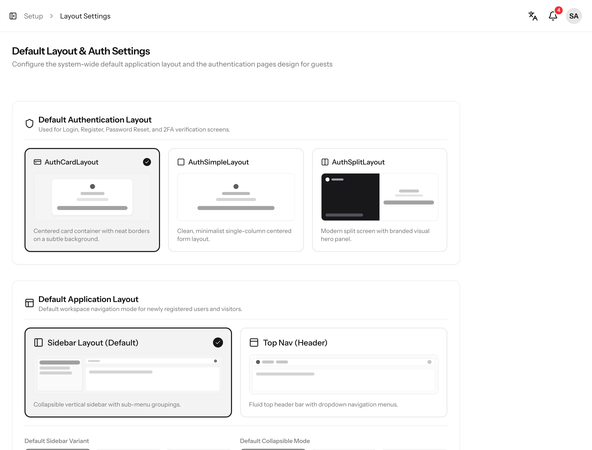 System defaults, personal overrides: screenshot from the Vue kit